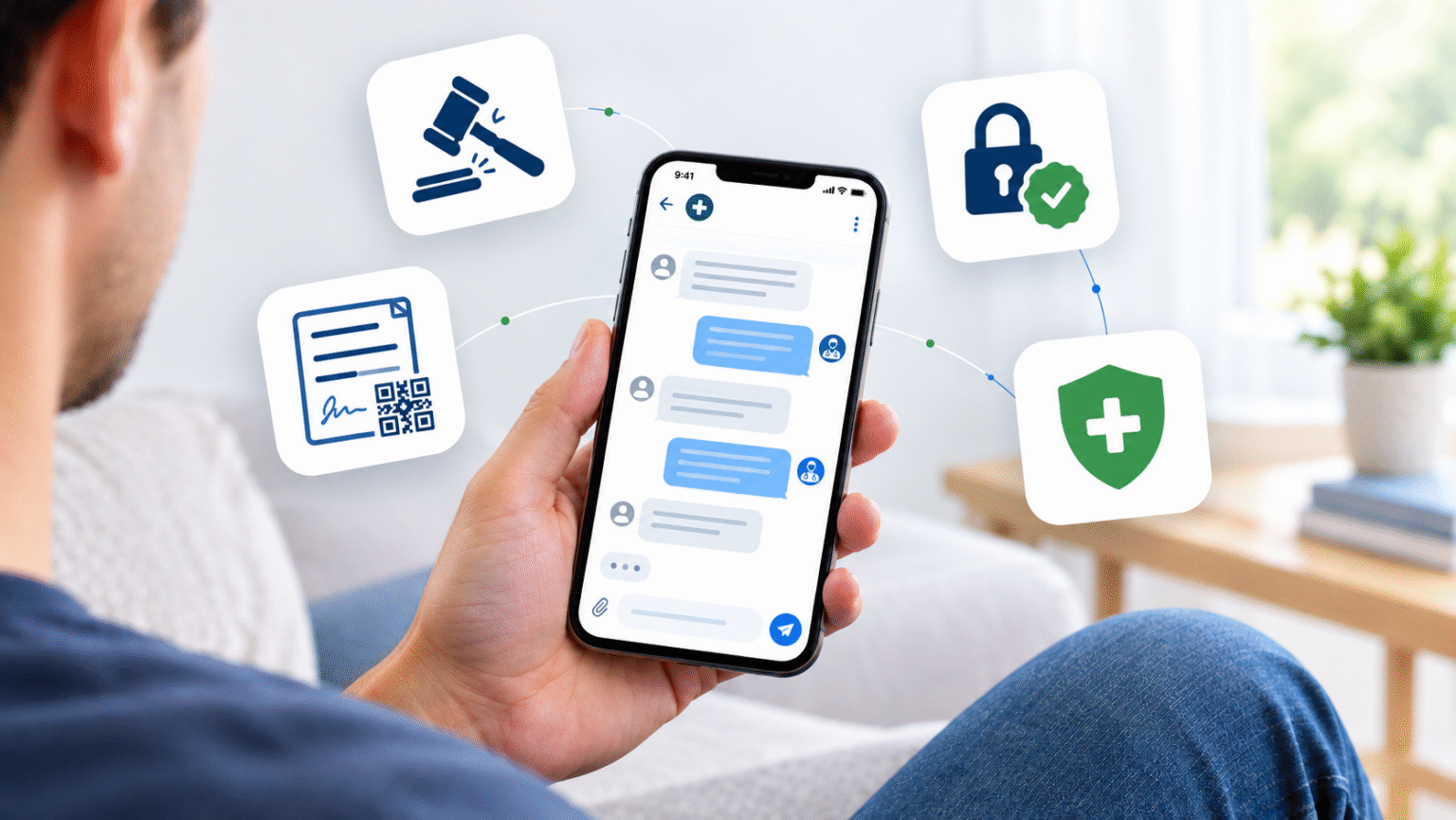 Paciente conversando com médico por chat em plataforma de telemedicina no celular