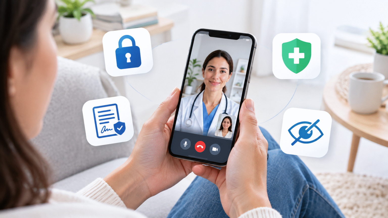 Cadeado digital simbolizando proteção de dados de saúde em plataforma de telemedicina